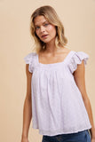 SWISS DOT FLUTTER SLEEVE BLOUSE: GREEN TEA / L