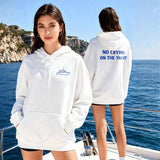 No Crying on the Yacht Nautical Graphic Hoodie: White / L