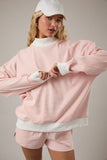 MOCK NECK STRIPE SWEATSHIRTS TOP: SAGE-CREAM STRIPE / M