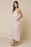 Seashell Embroidery Shoulder Tie Max Dress : LT PINK / M