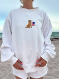 White American Flag Dog Mockneck Sweatshirt 100% Cotton: White / Medium