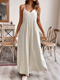 Linen blend Scoop Neck Cami dress with bow tie at back: Beige / XL