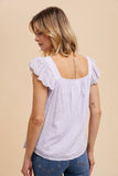 SWISS DOT FLUTTER SLEEVE BLOUSE: GREEN TEA / M