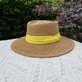 BEACH VACATION SUN FEDORA STRAW HATS FOR WOMEN_CWAH1151: KHAKIBLACK / (OS) 1