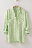 Relaxed Fit Vertical Striped Rayon Button Down Shirt: BLUE / S-2/M-2/L-2