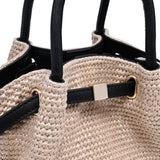 Selena - Straw Crossbody: Natural Black