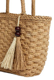 Braided Basket Weave Rattan Crossbody Beach Bag: Beige