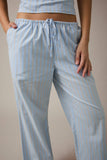 LOW WAIST WIDE LEG PANTS: LT BLUE-WHITE STRIPE / S