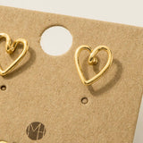 Gold Dipped Wire Heart Stud Earrings: G
