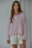 W2537 | Knit Polyester Acrylic Striped Sweater Cardigan : Dusty Mint / L