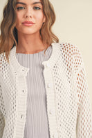 J2844  CROCHET KNITTED BUTTONDOWN CARDIGAN: CREAM / L