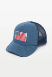 Americana Flag Patch Denim Mesh Back Hat: Lt Blue