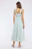 STRIPED SMOCKED MAXI DRESS / WL25-12218: SAGE/WHITE / M
