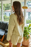 L8797T | Knit Cotton Striped Mock Neck Long Sleeve : Navy White / L