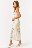 ILD5074 PRINTED MAXI DRESS: OFF WHITE-BLUE MULTI / SMALL