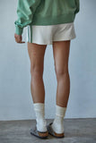 L8598B | Knit Cotton French Terry Wide Leg Shorts: Cream Olive / M