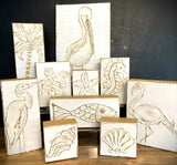 White Heron handmade painted coastal beach nautical: Tropical bright