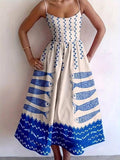 Ocean fish resort slip flared dress: Red / M
