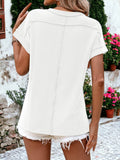 Striped Textured Round Neck Short Sleeve T-Shirt: White / Large 12-14