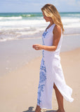 Essentials - White Side Slit Maxi Dress: XL