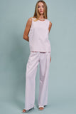 Minimalist Keyhole Back Linen Sleeveless Top: WHITE / S-M-L:2-2-2