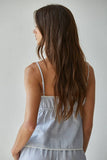 L8489T | Woven Cotton Linen Striped Cami Top : Blue White / S