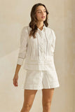 Floral Textured Cotton Shorts: OFF WHITE / L