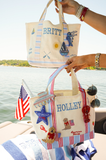 Icon Mini Canvas Tote - Embroidered: Butter & Blue Stripes