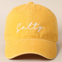 Salty Lettering Embroidery Baseball Cap: WHITE / One Size