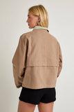 SHACKET WITH GINGHAM CONTRAST DETAILING: CREAM-BROWN GINGHAM / M