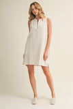 Sleeveless Stand Collar Shift Dress
: LINEN / M