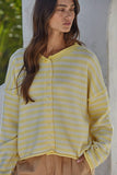 W2537 | Knit Polyester Acrylic Striped Sweater Cardigan : Dusty Mint / S