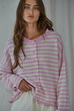 W2537 | Knit Polyester Acrylic Striped Sweater Cardigan : Dusty Mint / L