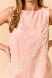 ILD6152 SLEEVELESS EMBROIDERY MINI DRESS: Pink / S