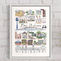 Mississippi City Prints (Unframed; Packaged Only): Bay St. Louis / 12" x 16"