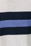 RUGBY KNIT SWEATER TOP: WHITE-DUSTY BLUE / L