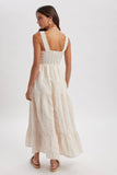 STRIPED SMOCKED MAXI DRESS / WL25-12218: SAGE/WHITE / M
