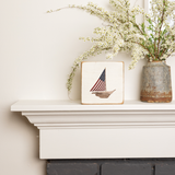 Flag Sailboat Block Sign | Wooden Decor | Coastal Decor