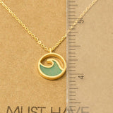 Round Wave Coin Pendant Necklace: WH