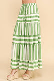 STRIPE TIERED MAXI SKIRT- 4257SE: Blue / S