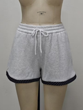 Pearl Grey Navy Blue Polka Dot Shorts: Large