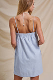 Minimalist Adjustable Strap Slip Mini Dress: LT BLUE / S-M-L:2-2-2