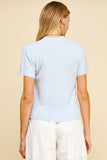 SOFT YARN SHORT SLEEVE SWEATER TOP - 5433W: IVORY / L