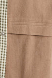 SHACKET WITH GINGHAM CONTRAST DETAILING: CREAM-BROWN GINGHAM / M