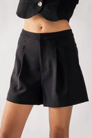 High Waist Hidden Closure Pleated Shorts - Junior Style: WHITE / S-2/M-2/L-2