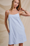 Minimalist Adjustable Strap Slip Mini Dress: LT BLUE / S-M-L:2-2-2