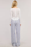 Stripe Boxer Wide Leg Pajama Pants: Pink / M