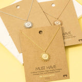 Circle Sun Shine Ray Pendant Necklace: G