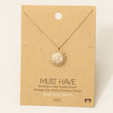 Circle Sun Shine Ray Pendant Necklace: G