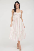 FLORAL STRIPE BUTTON DETAIL MAXI DRESS: BLUE MULTI